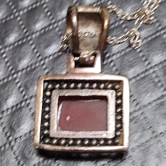 Sterling Silver Carnelian Pendant Necklace - Picture 2 of 3